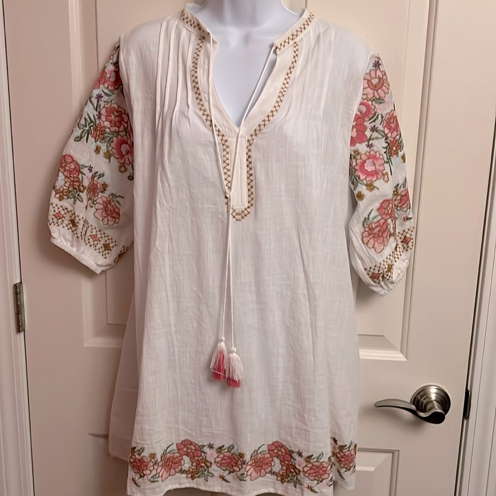 New Embroidered Boho Tassel Tunic Dress